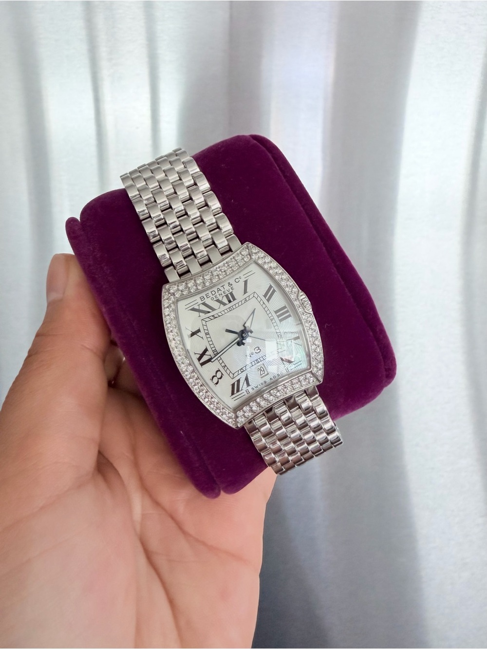 Bedat & co Women's Silver Tonneau Diamond Watch - Silver Dial - Picture 4 of 15